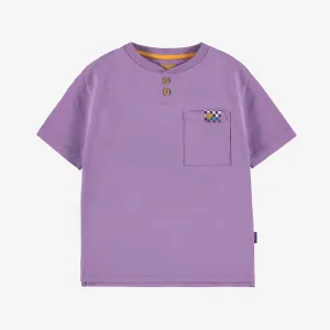 T-shirt mauve en jersey flammé, enfant ||Purple t-shirt in stretch slub jersey, child