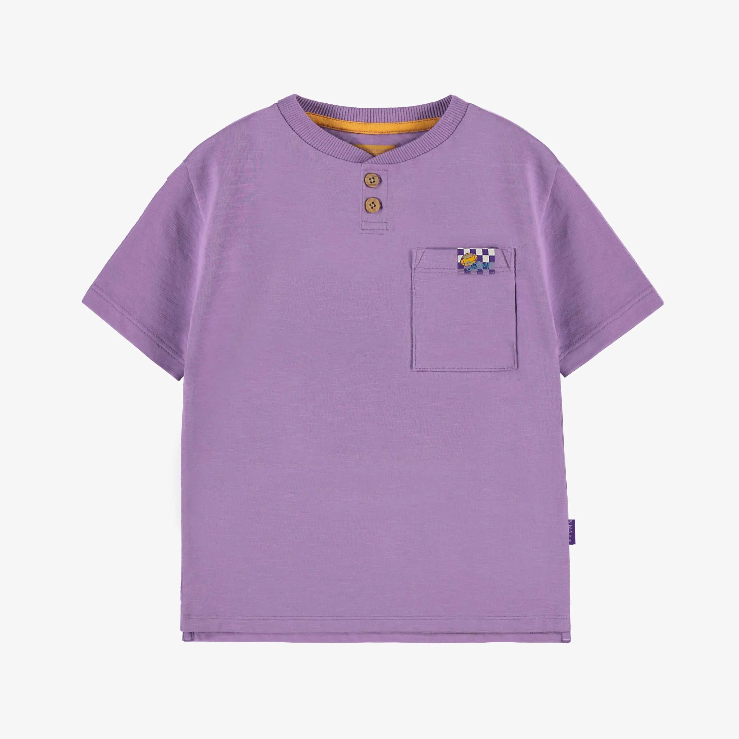 T-shirt mauve en jersey flammé, enfant ||Purple t-shirt in stretch slub jersey, child