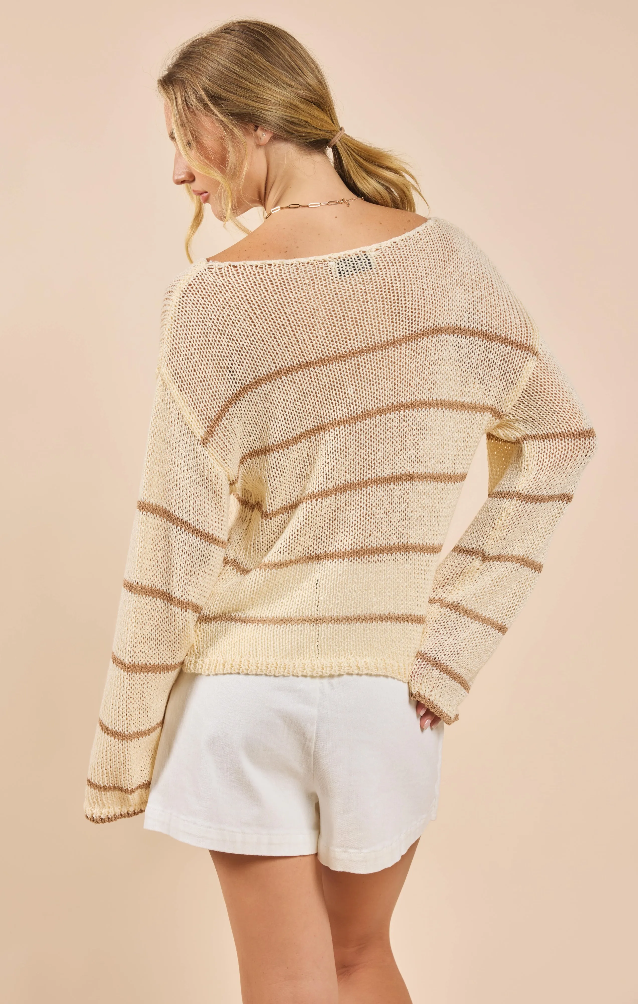 Taylor Striped Knit Top Ivory