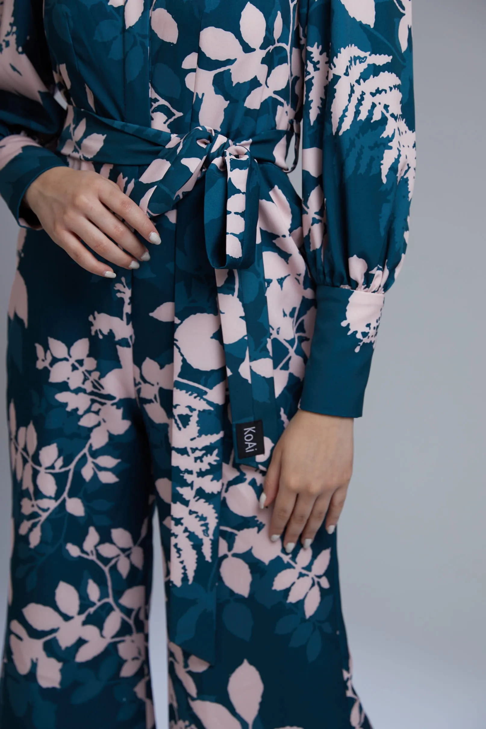 Teal & Pink Floral Print Jumpsuit