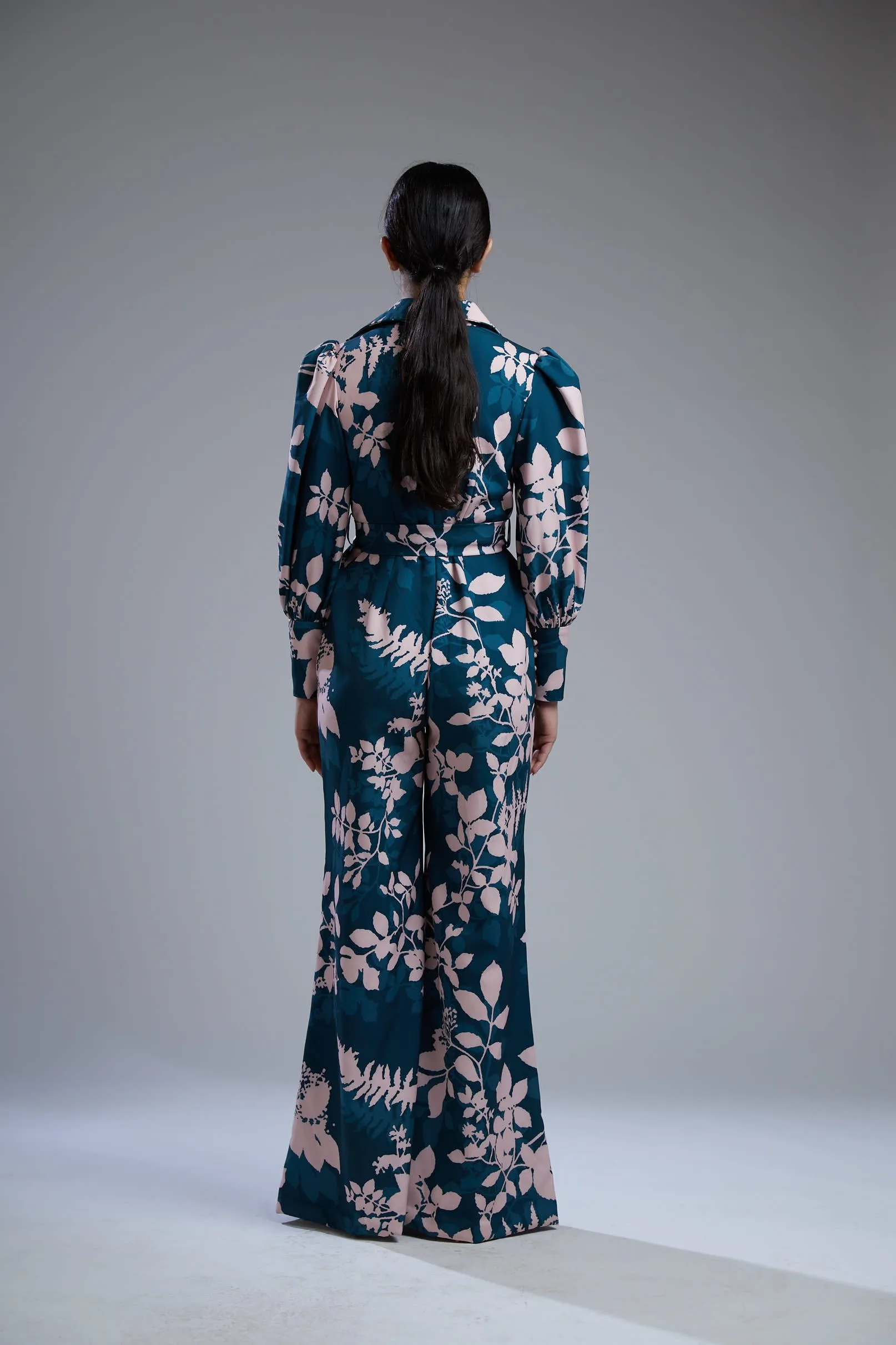 Teal & Pink Floral Print Jumpsuit