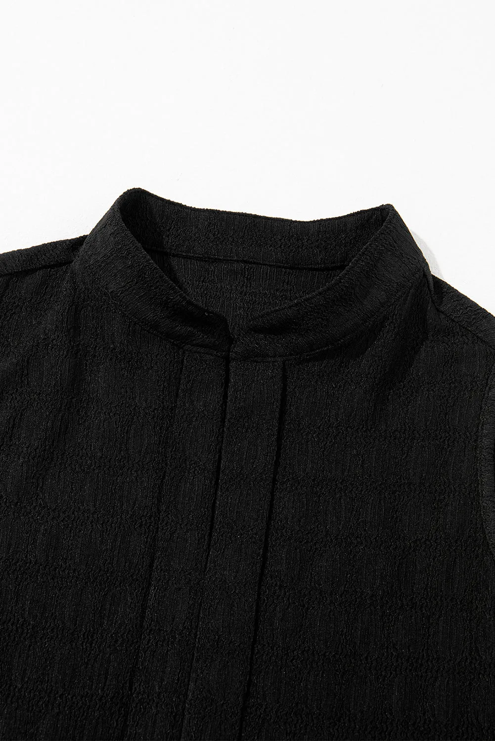 Textured Split V Neck Sleeveless Shirt