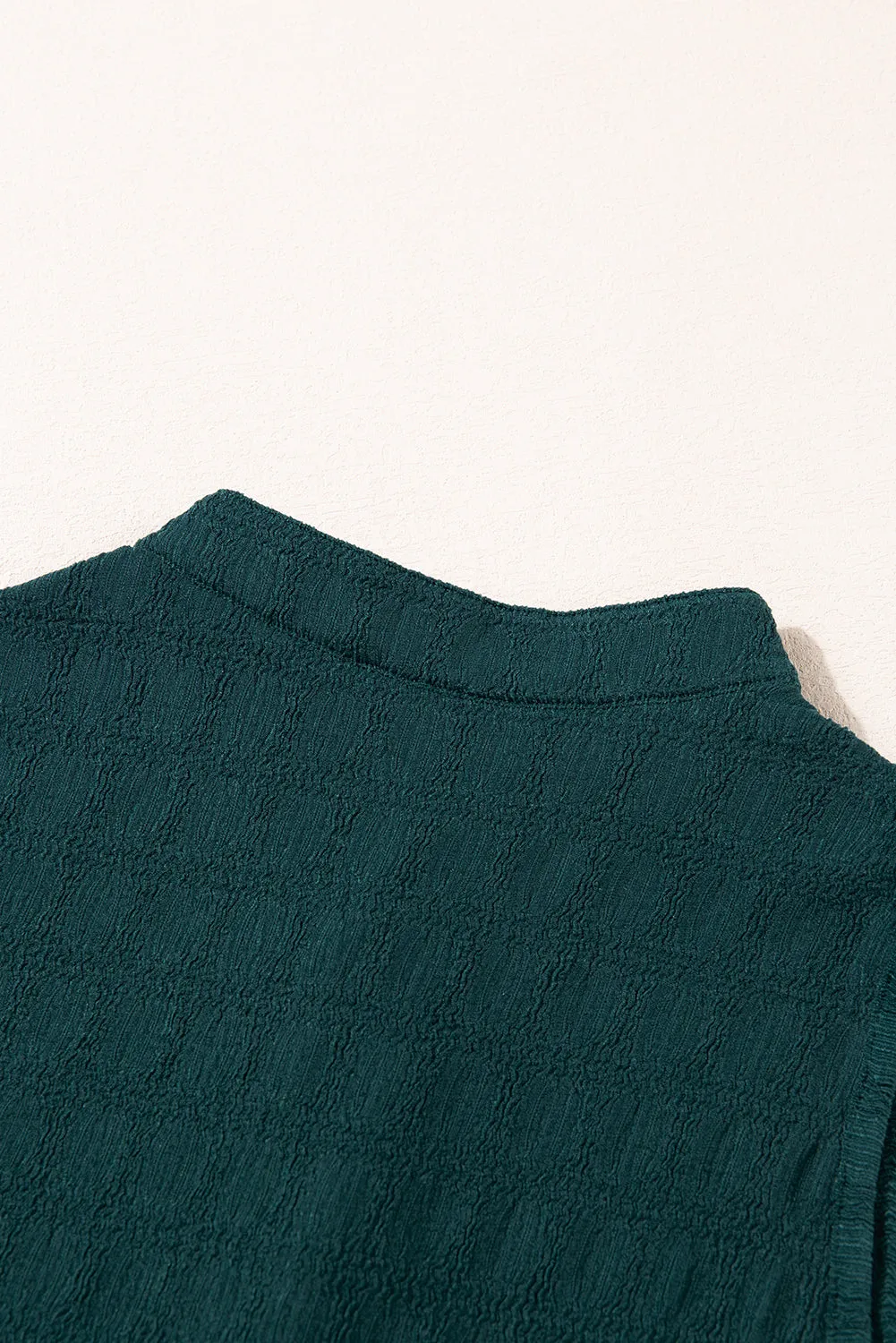 Textured Split V Neck Sleeveless Shirt