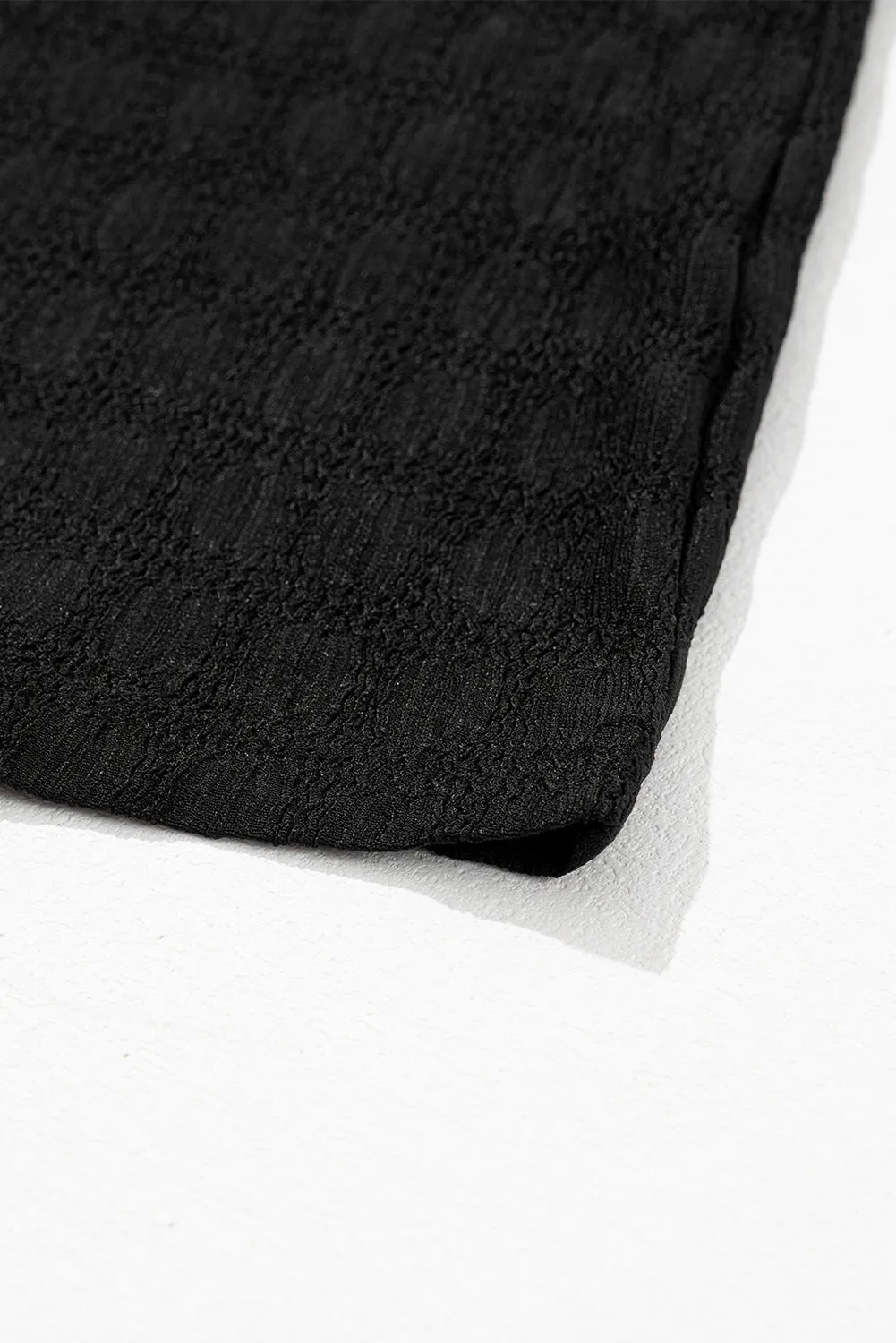 Textured Split V Neck Sleeveless Shirt