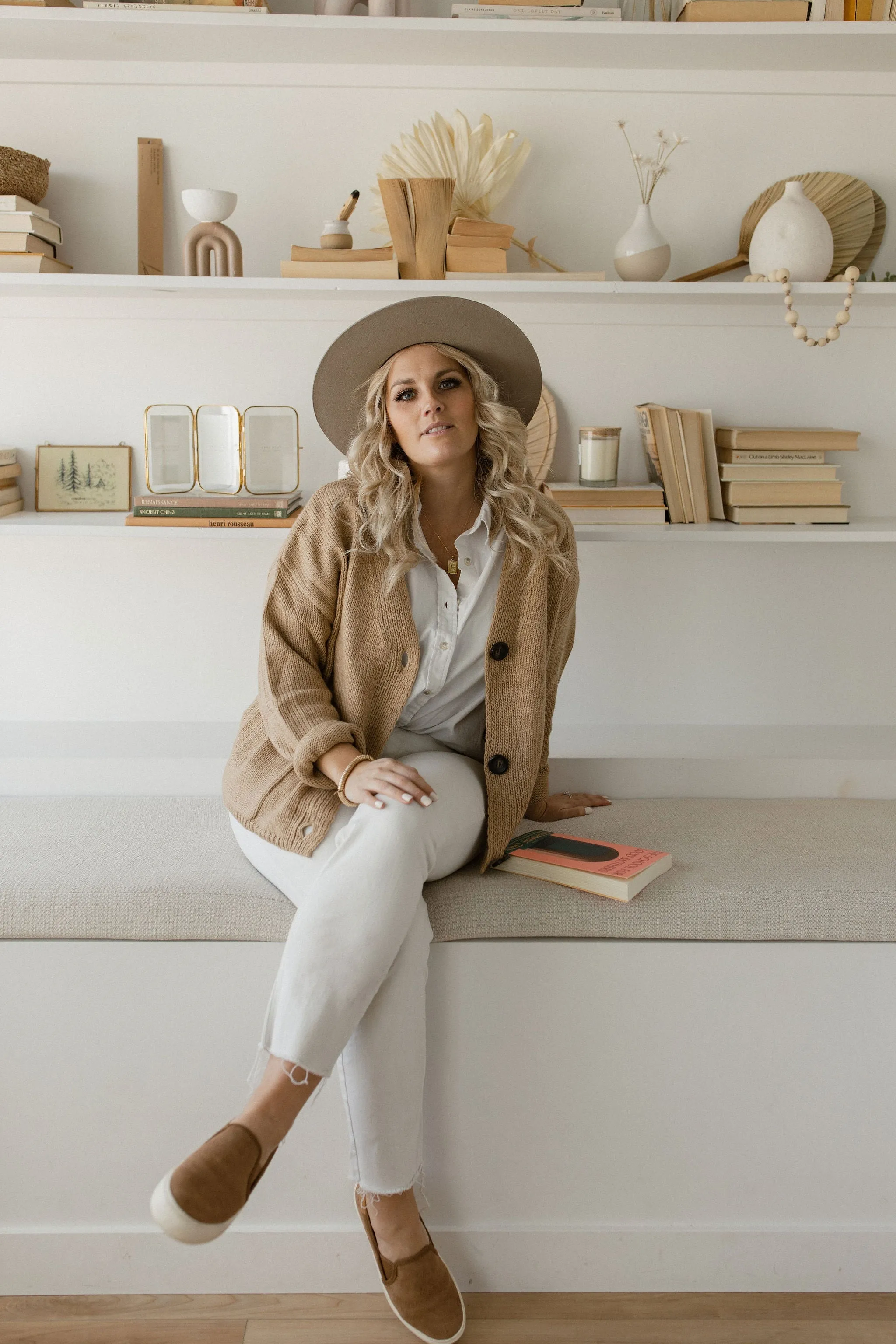 The Ashley Button Cardigan - Latte - PLUS