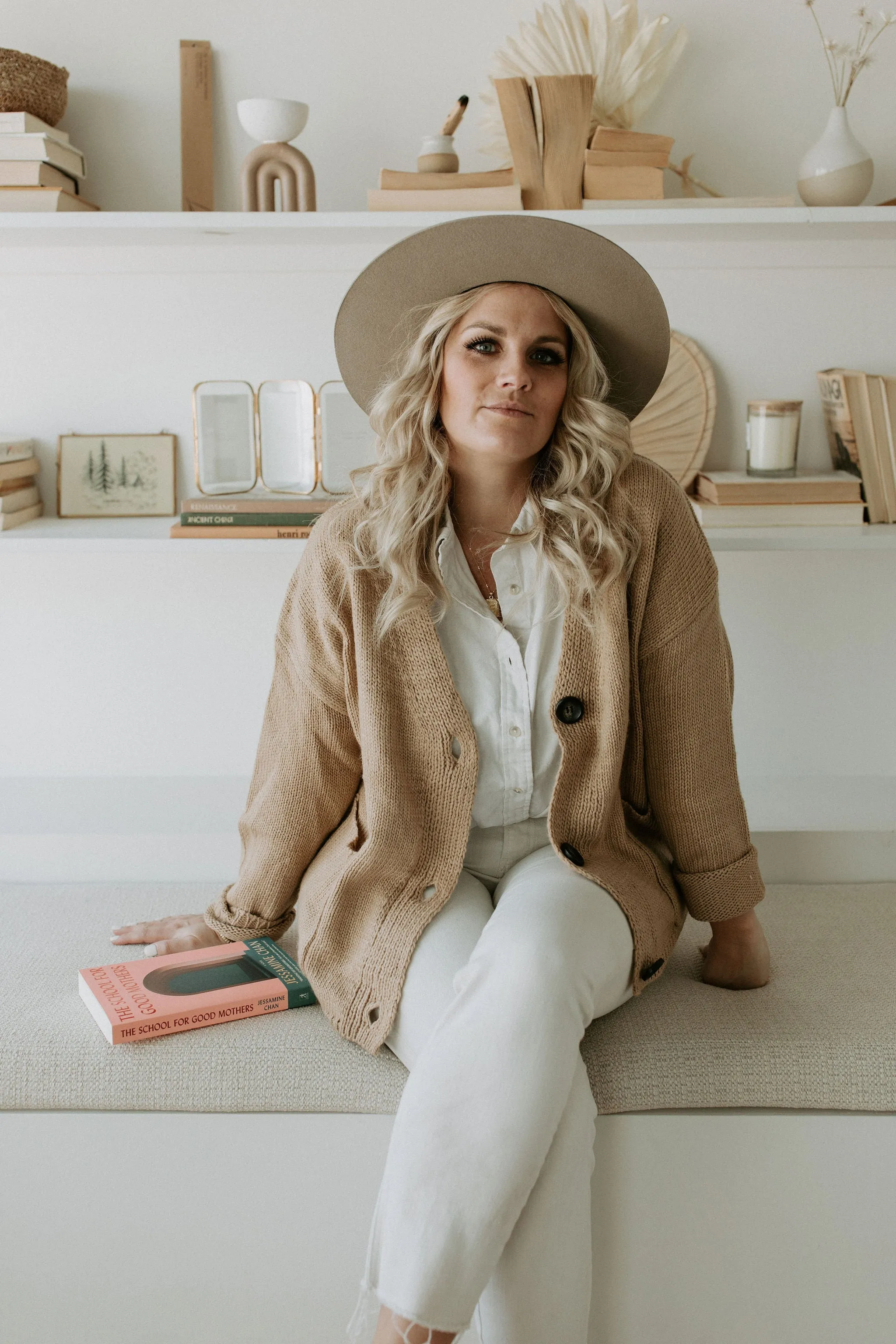 The Ashley Button Cardigan - Latte - PLUS
