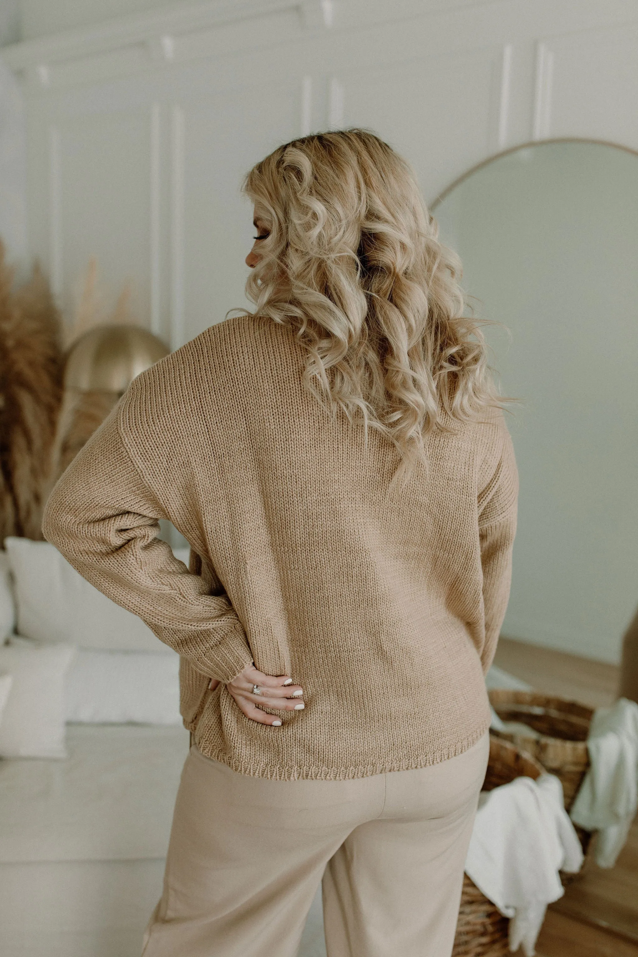 The Ashley Button Cardigan - Latte - PLUS