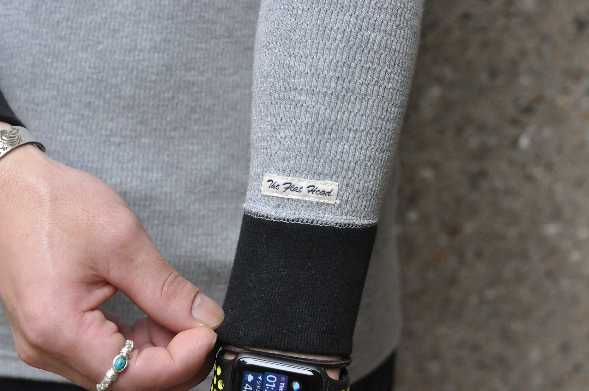 The Flat Head "Panneled" L/S Thermal Shirt (Grey X Black)