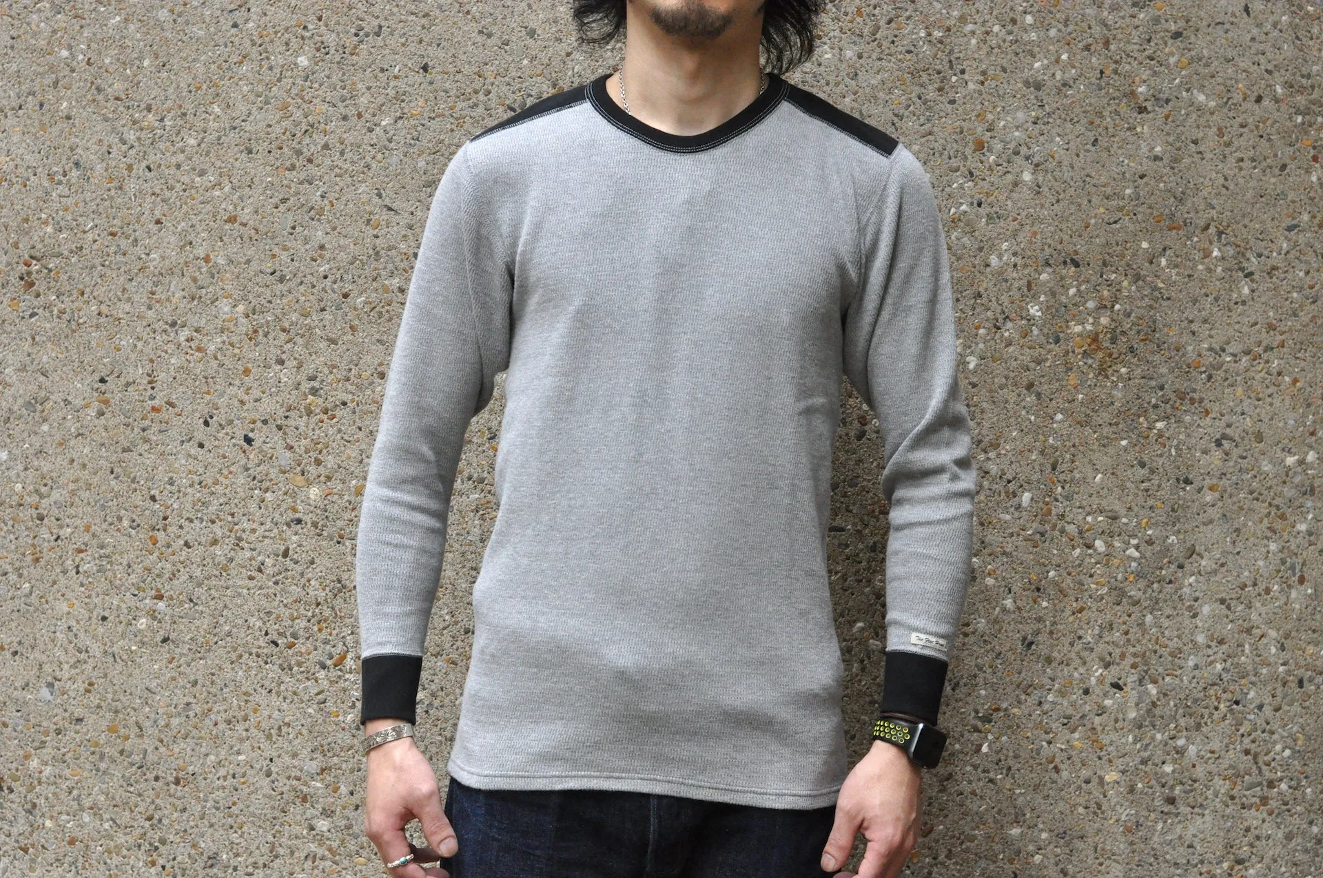 The Flat Head "Panneled" L/S Thermal Shirt (Grey X Black)