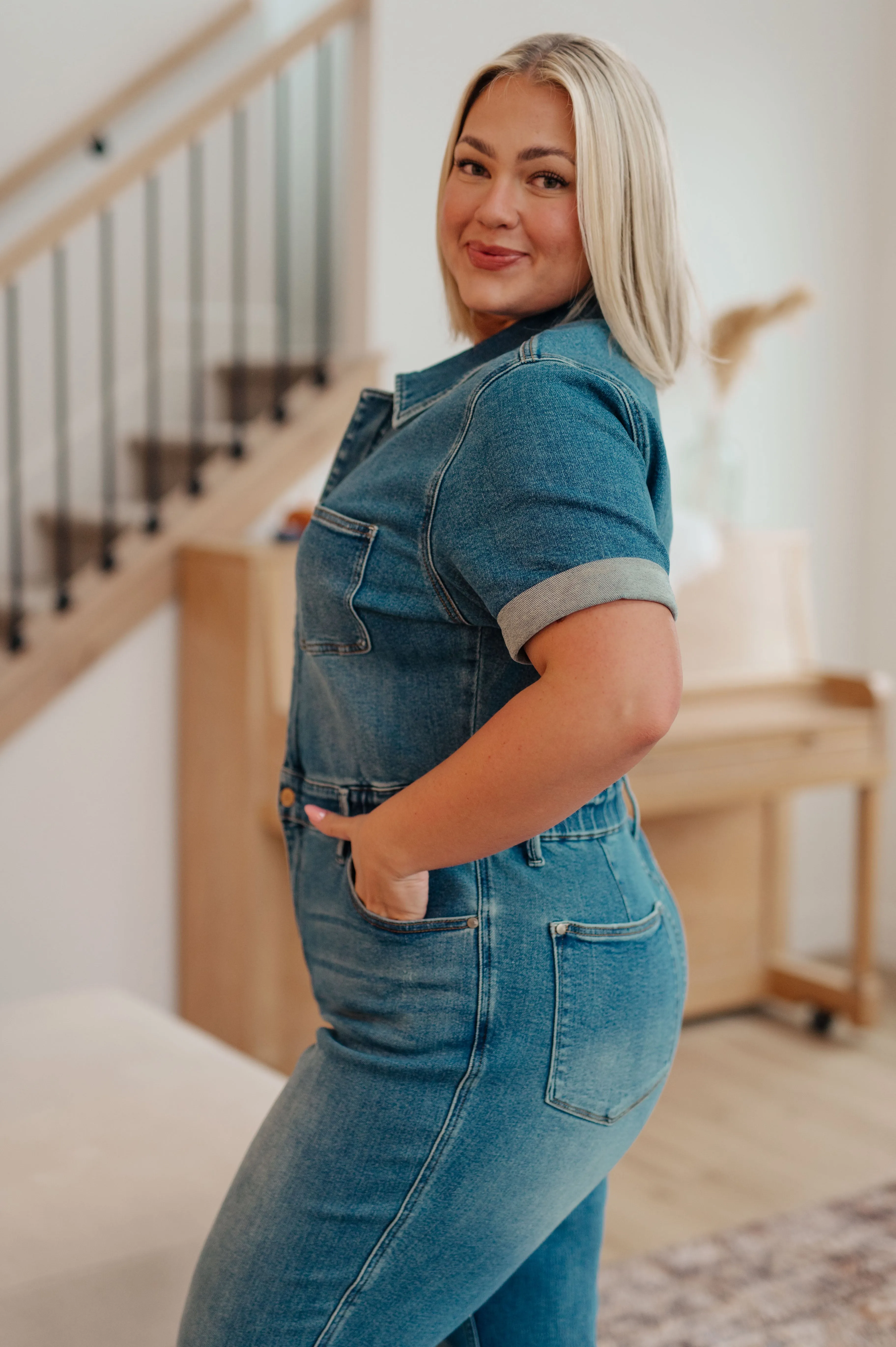 The Vanessa- Short Sleeve Judy Blue Jumpsuit