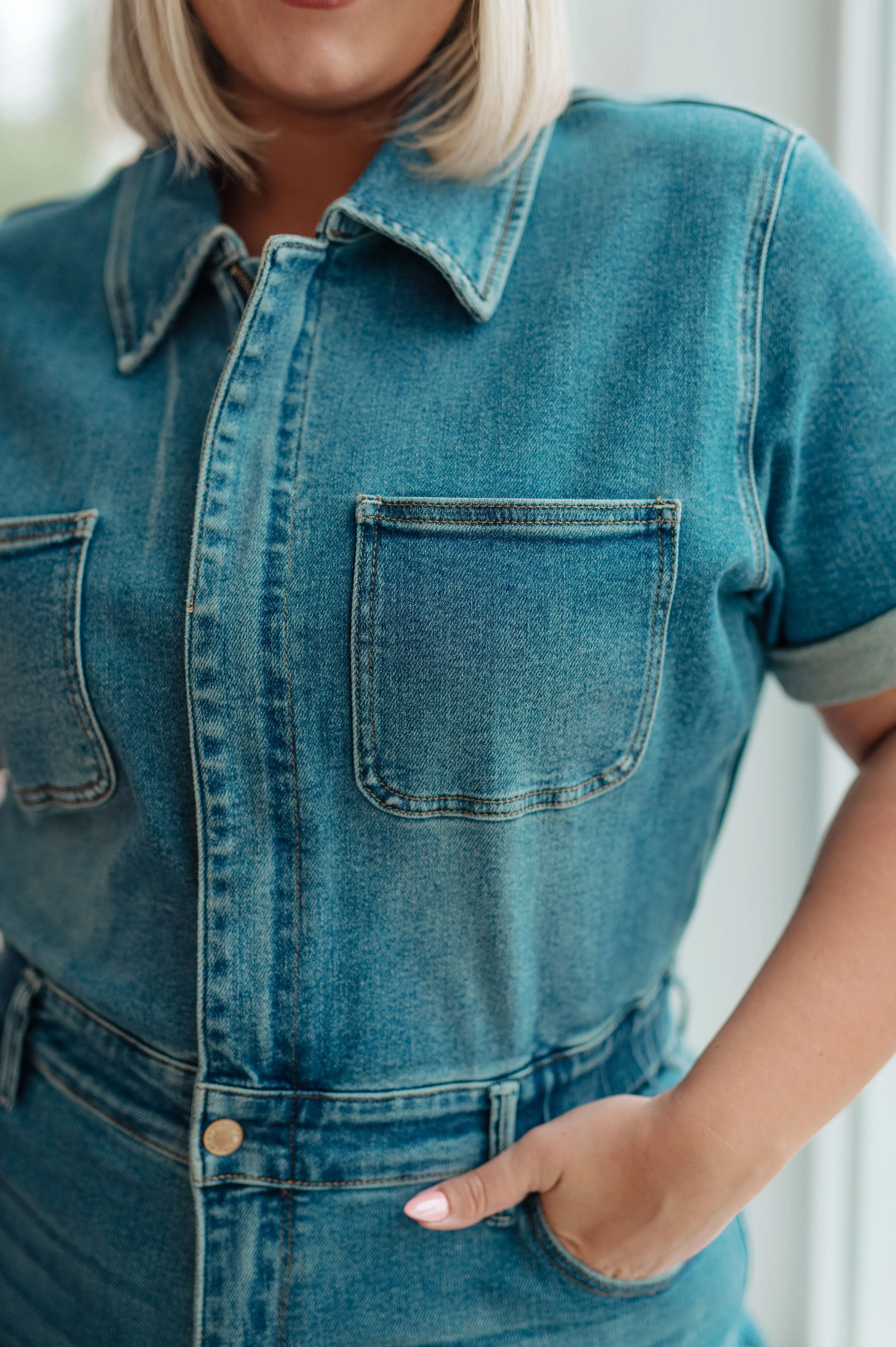 The Vanessa- Short Sleeve Judy Blue Jumpsuit