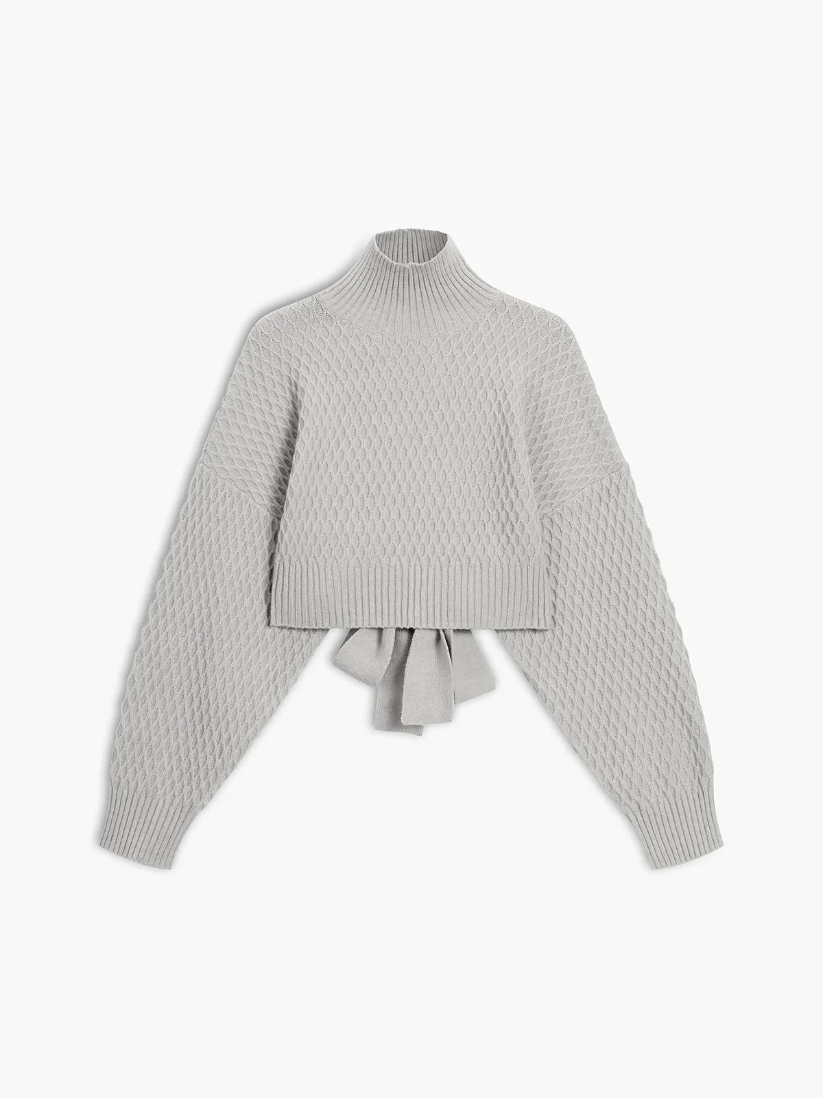 Tie Back Mock Neck Sweater