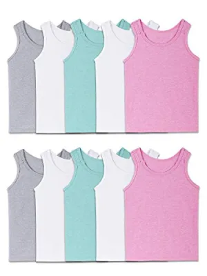 Toddler Tank Undershirts Multipack for Girls (Fruit of the Loom, 10 Pack, Size 4T/5T)