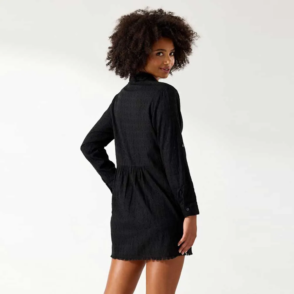 Tommy Bahama Cotton Clip Jacquard Boyfriend Shirt Cover Up - Black