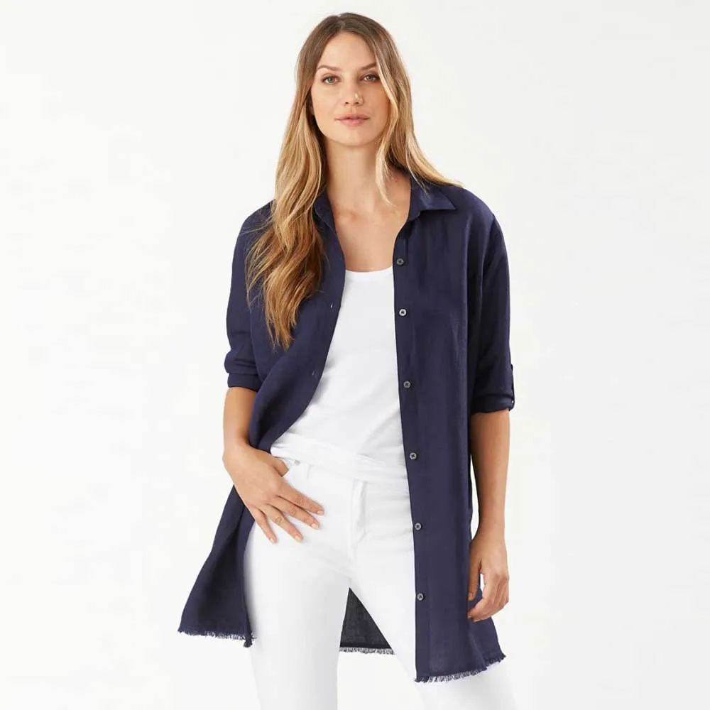 Tommy Bahama St Lucia Boyfriend Shirt Coverup - Mare Navy