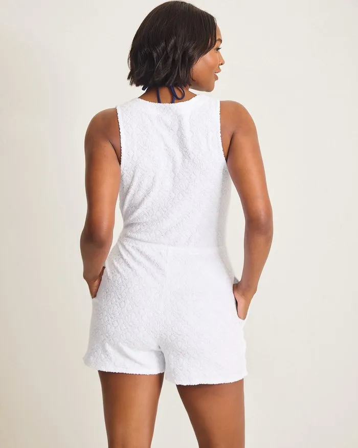 Tommy Bahama Textured Spa Terry Romper Cover Up - White