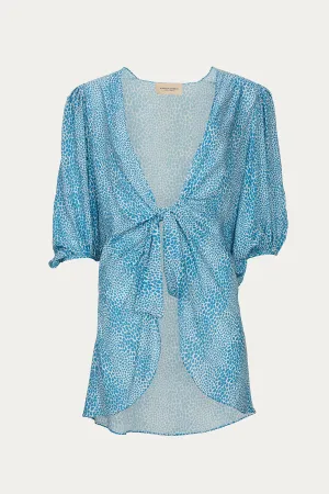 TORTOISE SHIRT WITH VOLUMINOUS SLEEVES AND KNOT
