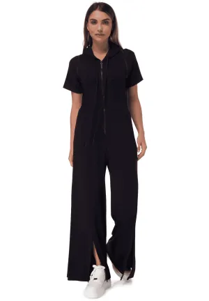 TRIBE OF 6 AIMEE BAMBOO HOODED JUMPSUIT WITH ZIP OFF SHOULDER