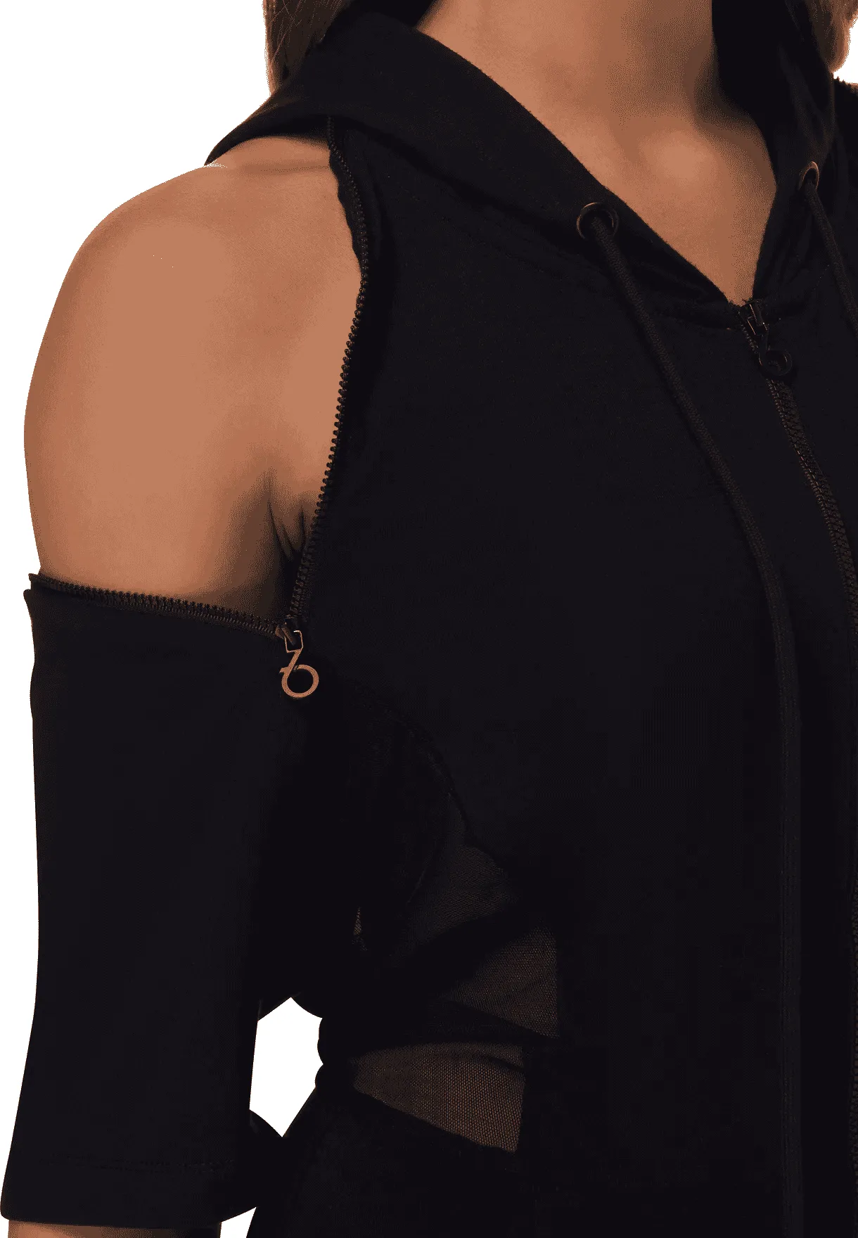 TRIBE OF 6 AIMEE BAMBOO HOODED JUMPSUIT WITH ZIP OFF SHOULDER
