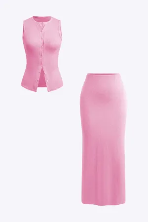Trinity - Modern Casual Sleeveless Woman's Cardigan and Skirt Set