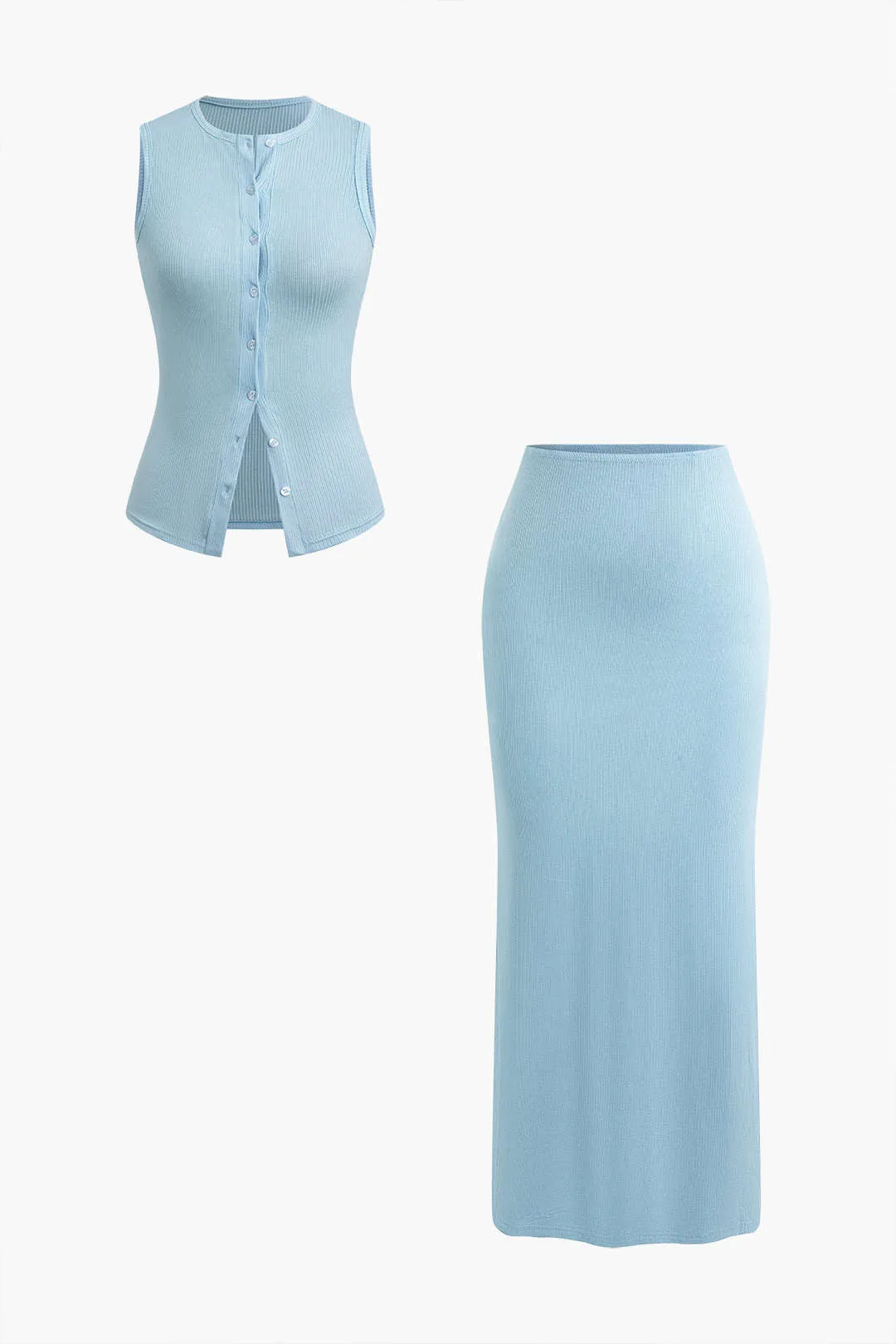 Trinity - Modern Casual Sleeveless Woman's Cardigan and Skirt Set