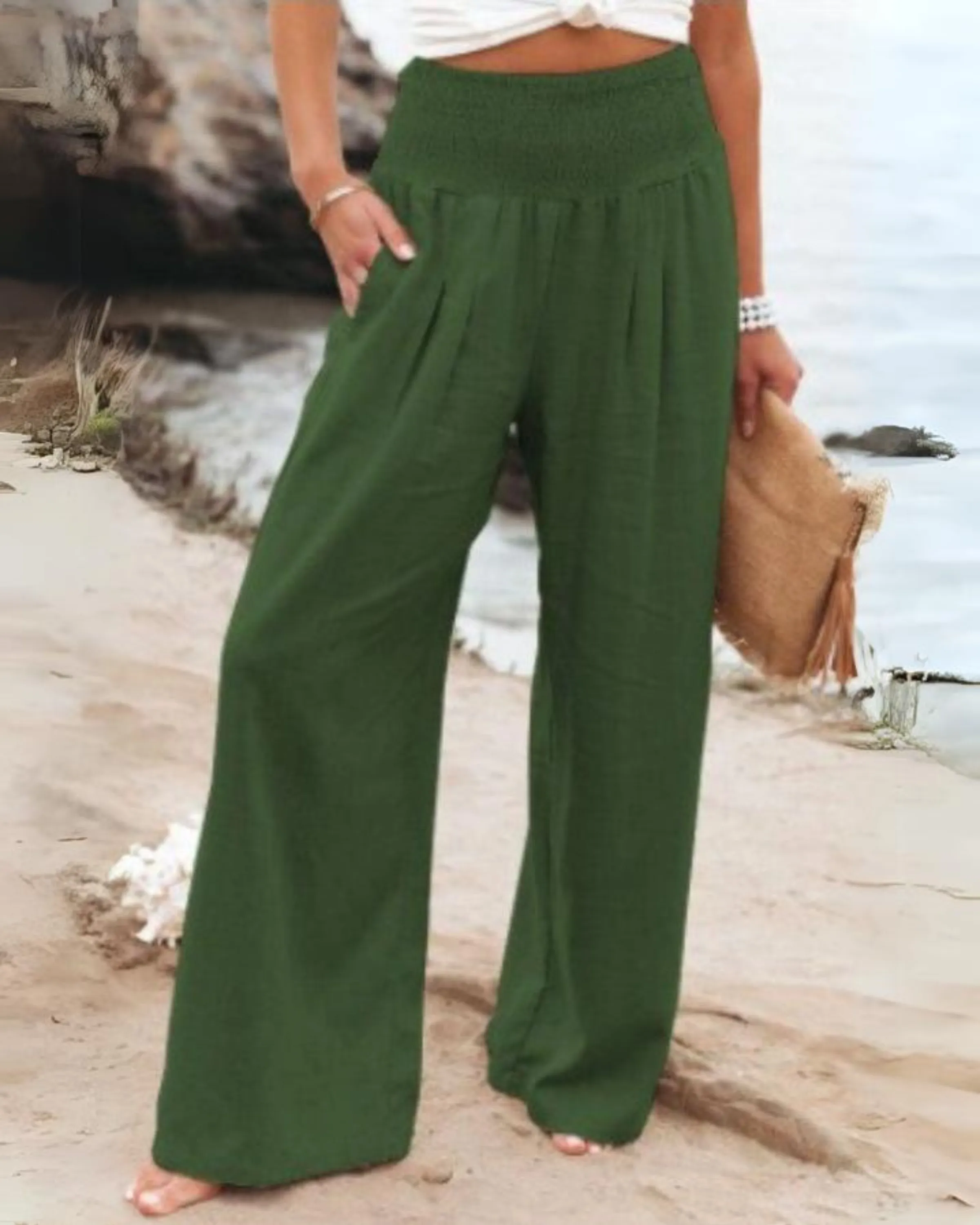 Ubud -High waist cotton linen pants