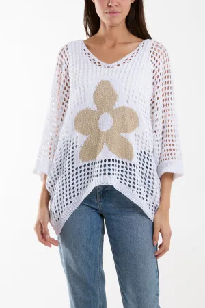 V-Neck Daisy Crochet Top