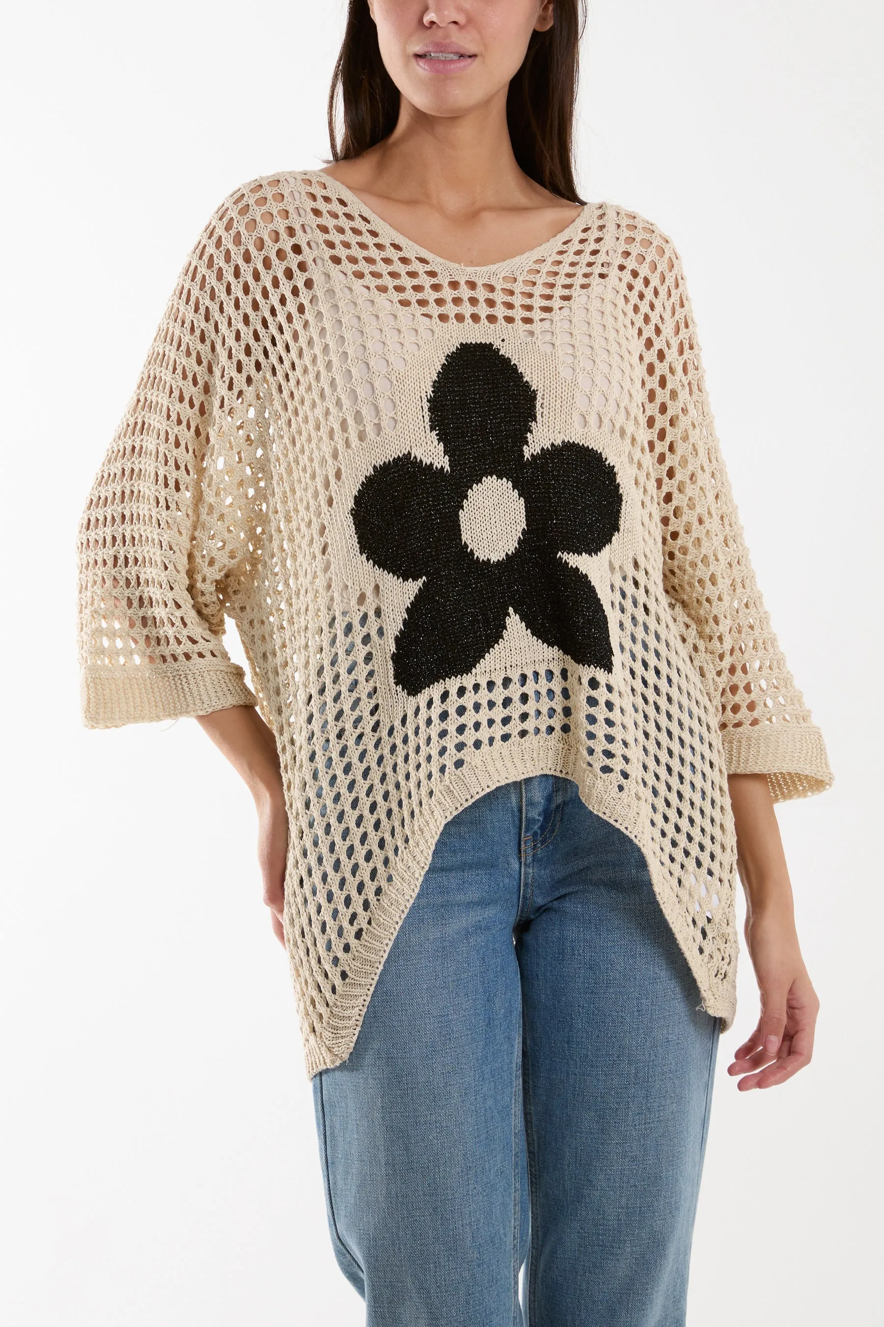 V-Neck Daisy Crochet Top