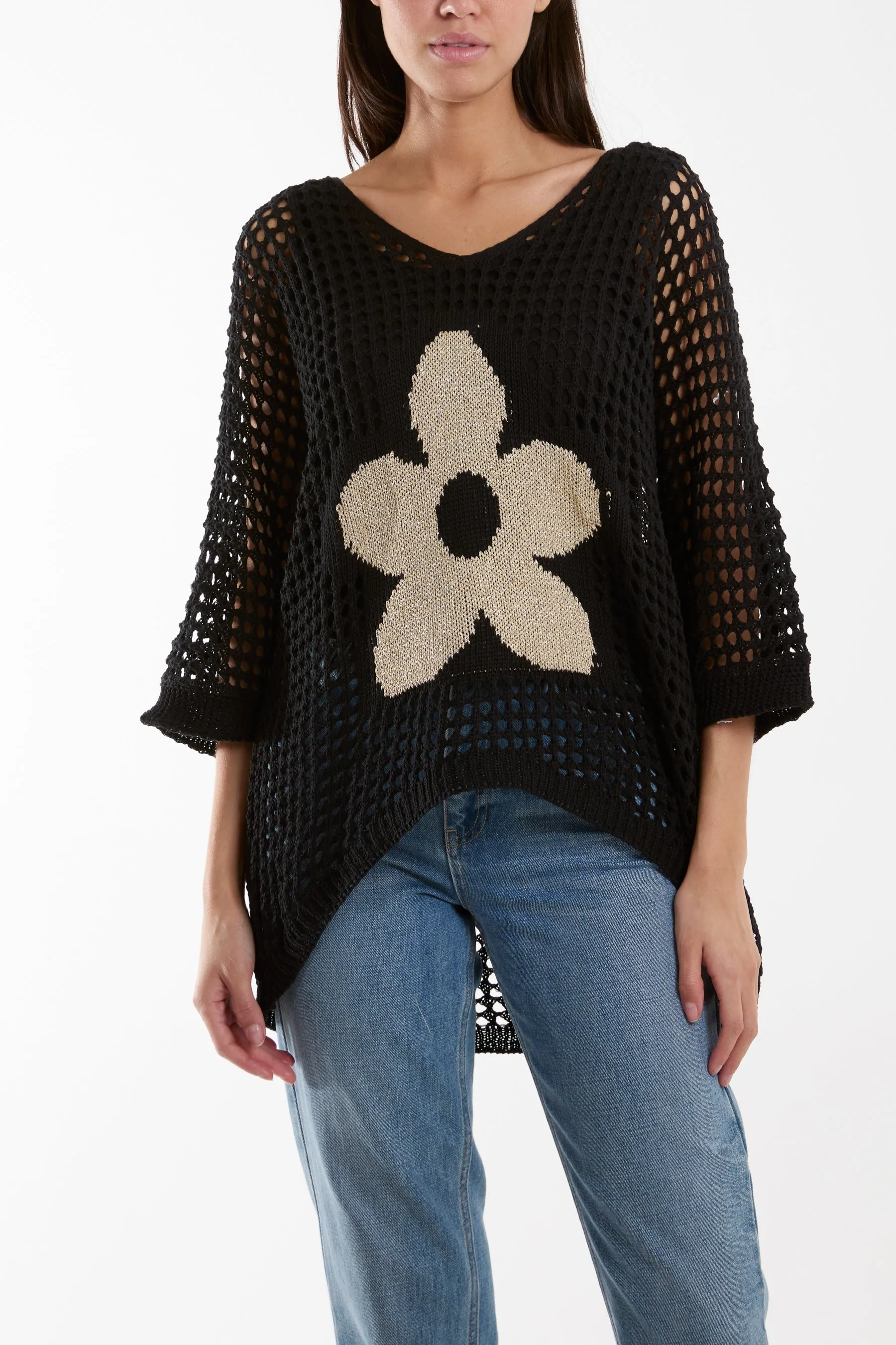 V-Neck Daisy Crochet Top