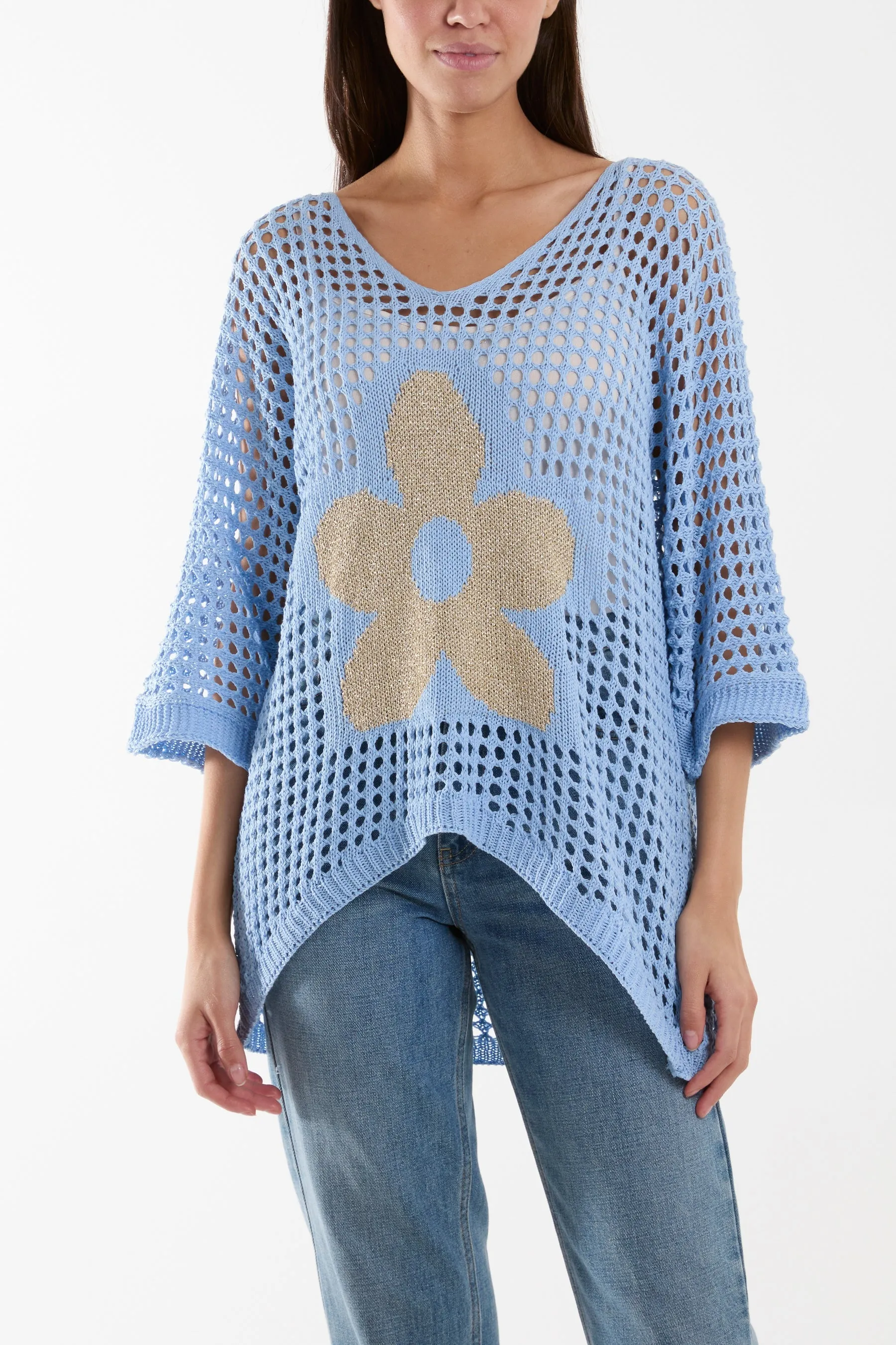 V-Neck Daisy Crochet Top