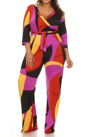 Vivid Geometric Plus Size Jumpsuit