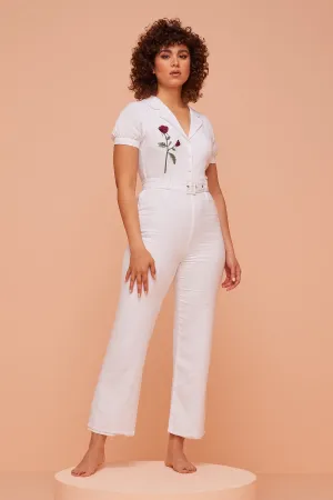 White Rose Embroidered Jumpsuit