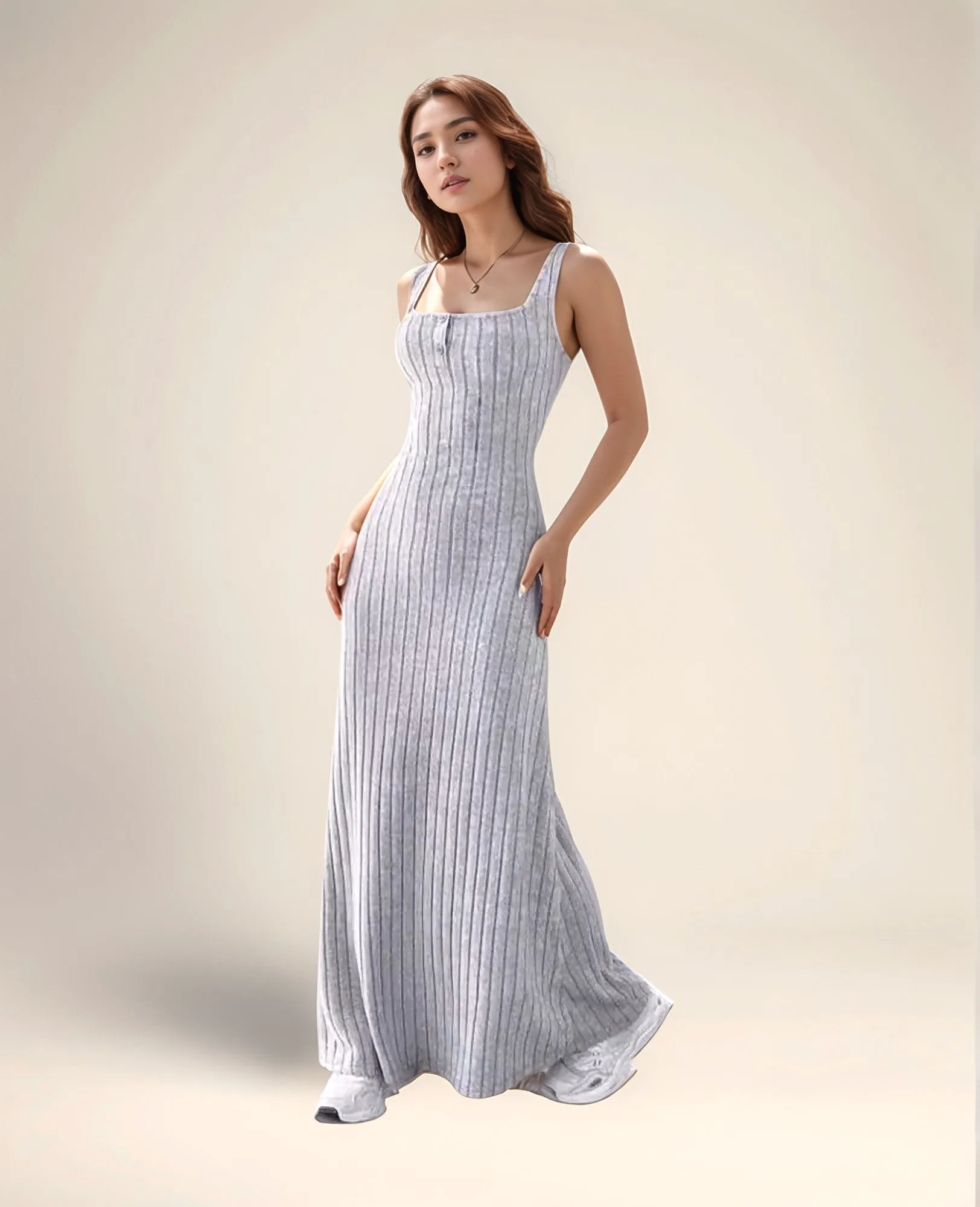 Wide Ribbed Maxi Dress