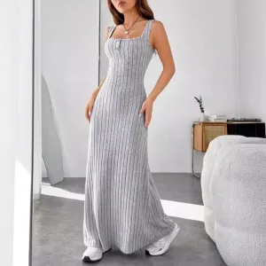 Wide Ribbed Maxi Dress