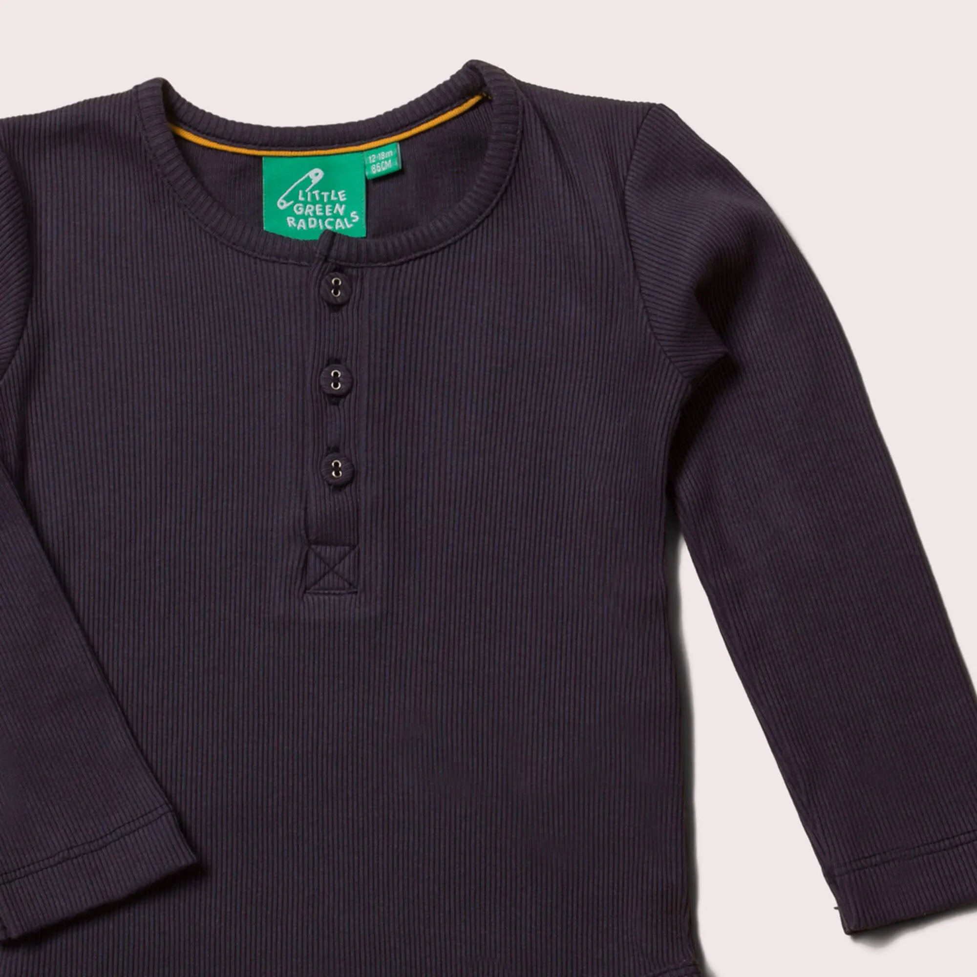 Winter Blue Ribbed Organic Long Sleeve Baby Bodysuit