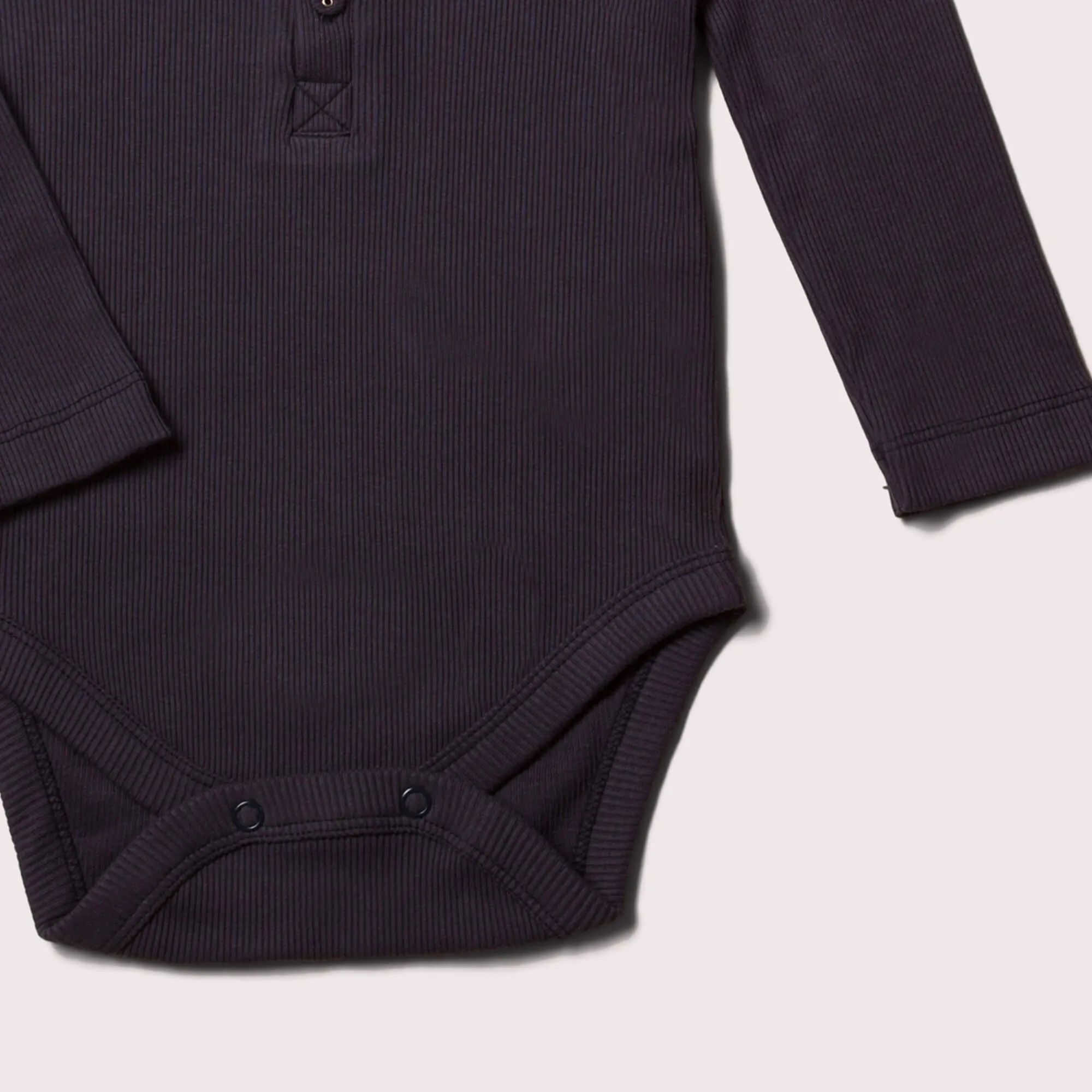 Winter Blue Ribbed Organic Long Sleeve Baby Bodysuit