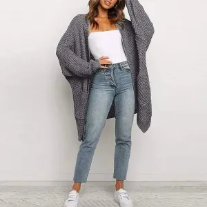 Winter Women Loose Oversized Pink Knit winter sweater Long Mujer Cardigan