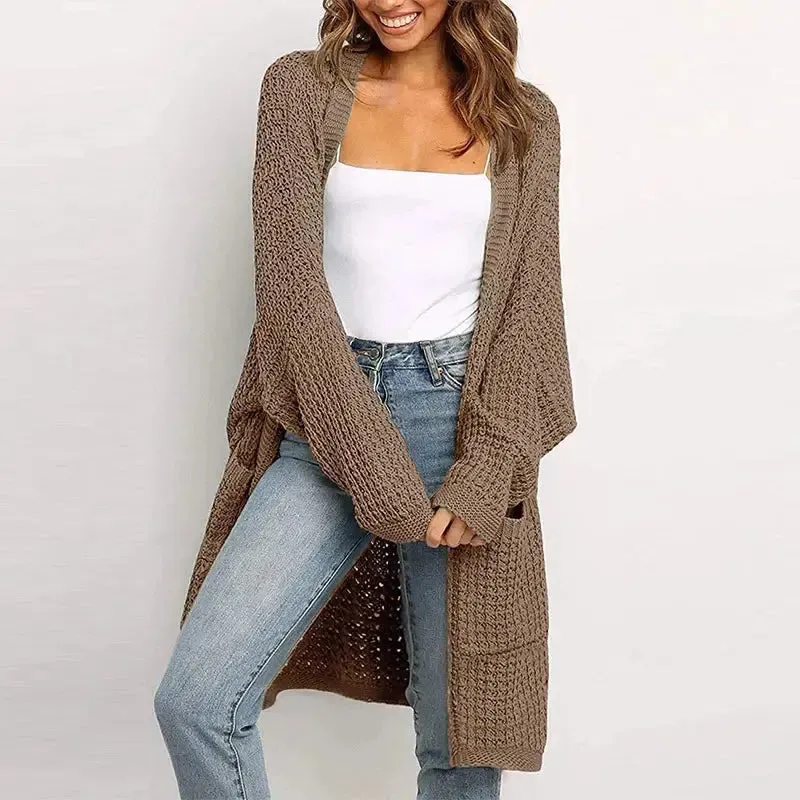 Winter Women Loose Oversized Pink Knit winter sweater Long Mujer Cardigan