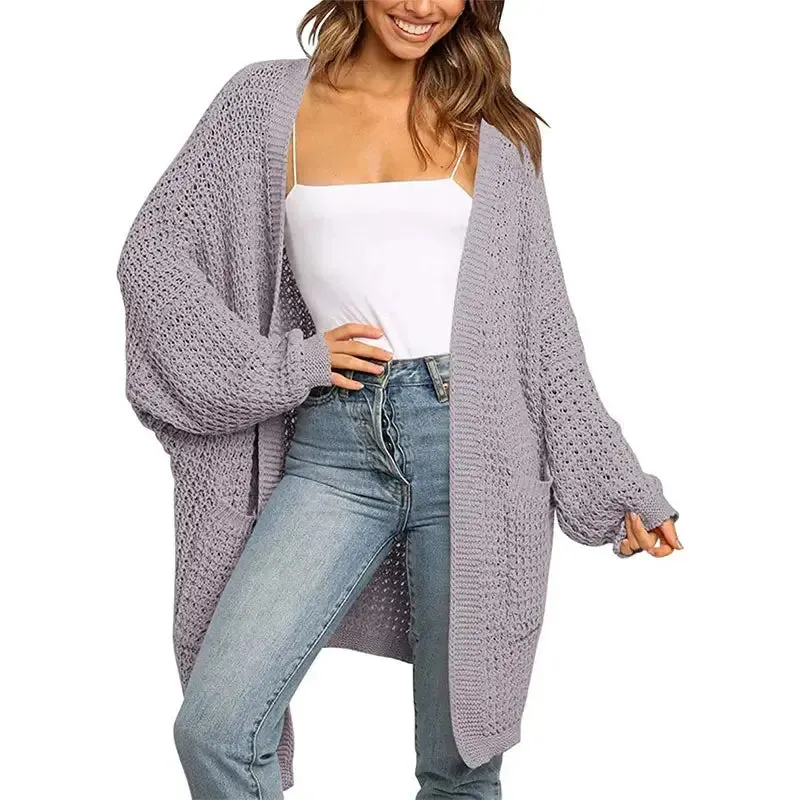 Winter Women Loose Oversized Pink Knit winter sweater Long Mujer Cardigan