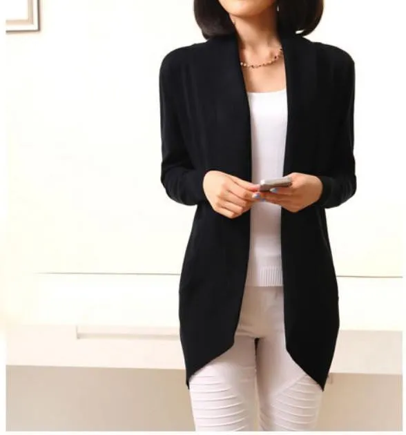 Women Cardigan Fashion Women Sleeve Knitted Sweater Cardigans Outerwear Shawl Knitwear