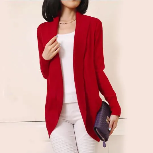 Women Cardigan Fashion Women Sleeve Knitted Sweater Cardigans Outerwear Shawl Knitwear