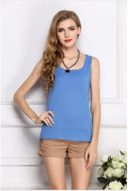 Women Clothes Fitness Tank Top Cropped Chiffon Sleeveless Causal T Shirt Women Vest Crop Tops 16 color