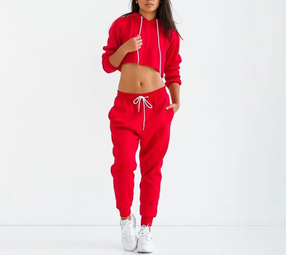 Women Club Jumpsuit romper 2 Piece Set Crop Top Long Sleeve Playsuit Loose bodycon Jumpsuit Red Black Bodysuit