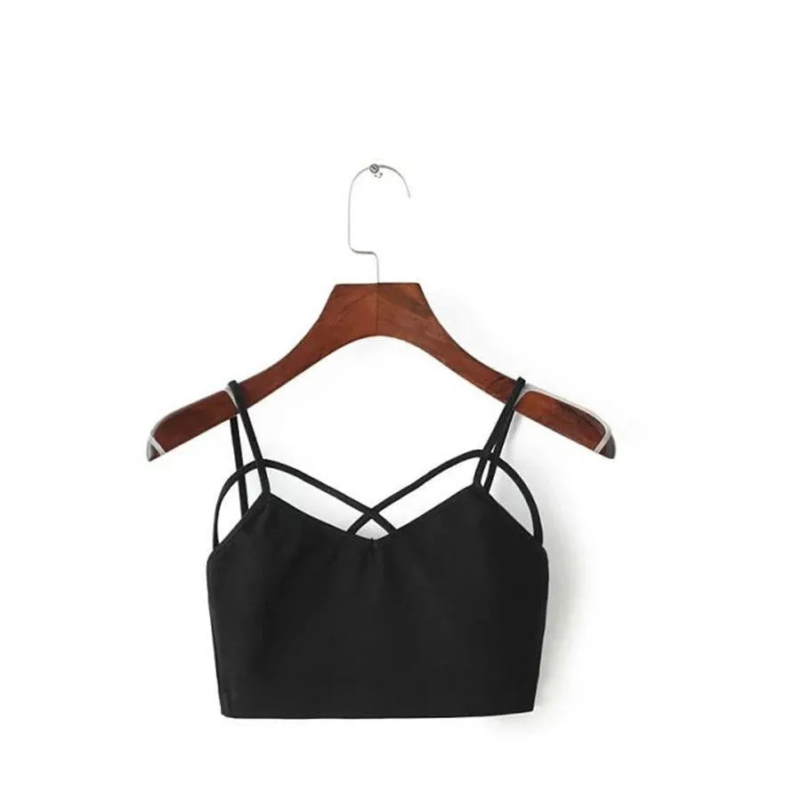 Women Cut Out White Bra Bustier Crop Top Crochet Crop Halter Tank Tops