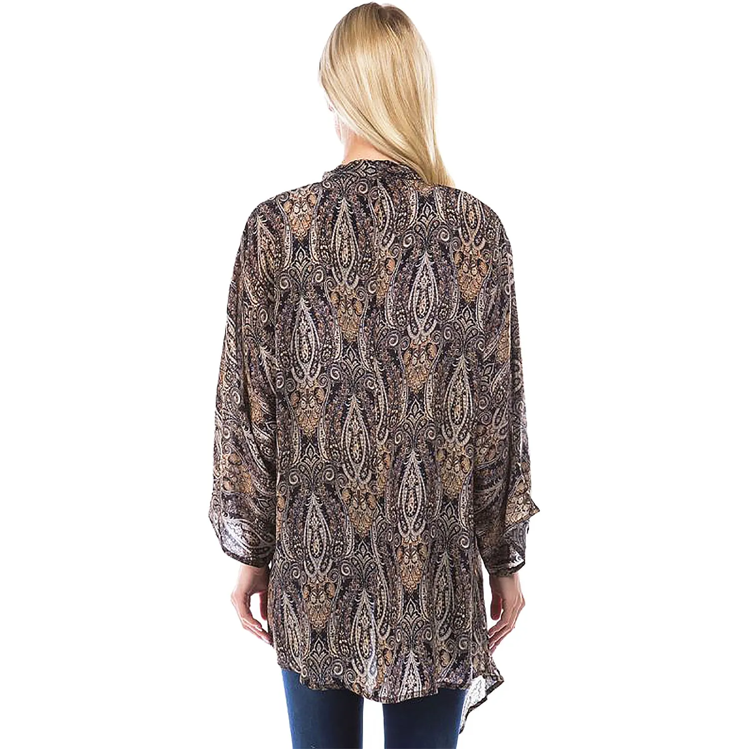 Women's APNY Handkerchief Kimono Beige Paisley