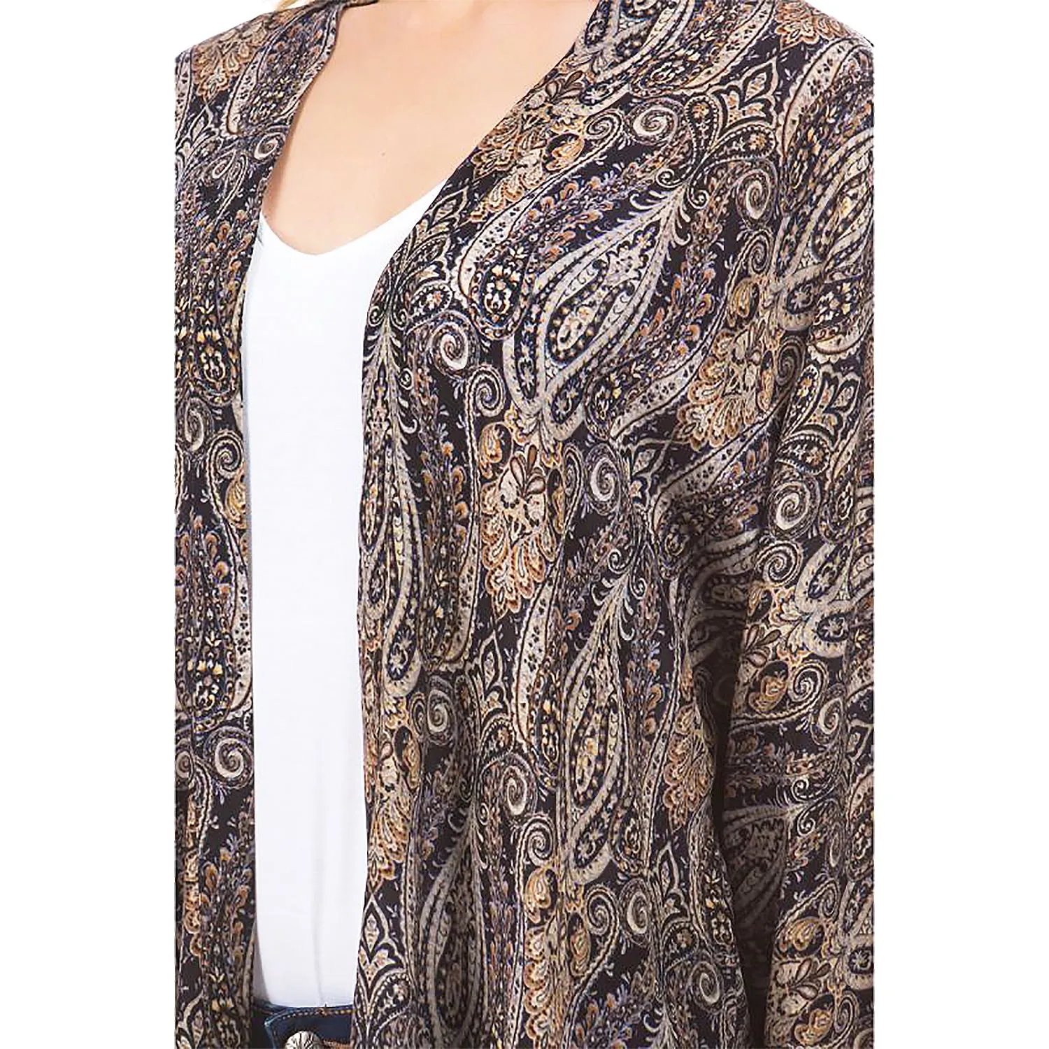 Women's APNY Handkerchief Kimono Beige Paisley