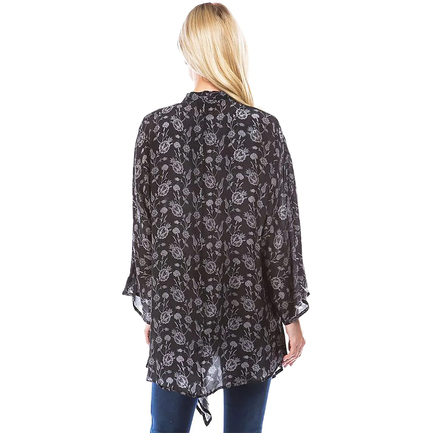 Women's APNY Handkerchief Kimono Black/Grey Floral