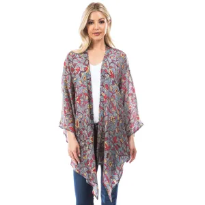 Women's APNY Handkerchief Kimono Red/Yellow/Grey Floral