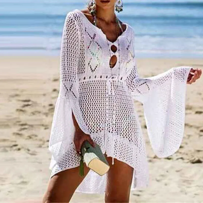 Womens Beach Tops Sexy Perspective Cover Dresses Bikini Cover-ups Net Coverups K531
