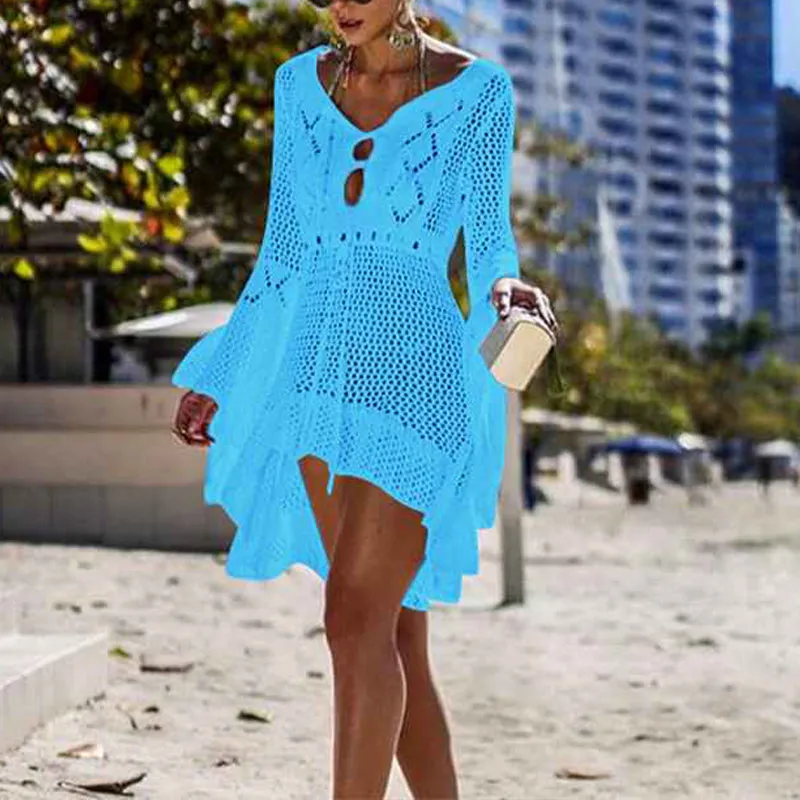 Womens Beach Tops Sexy Perspective Cover Dresses Bikini Cover-ups Net Coverups K531